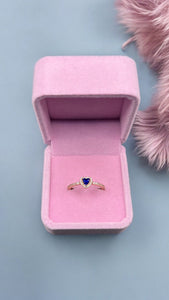 Anillo corazón rosegold azul